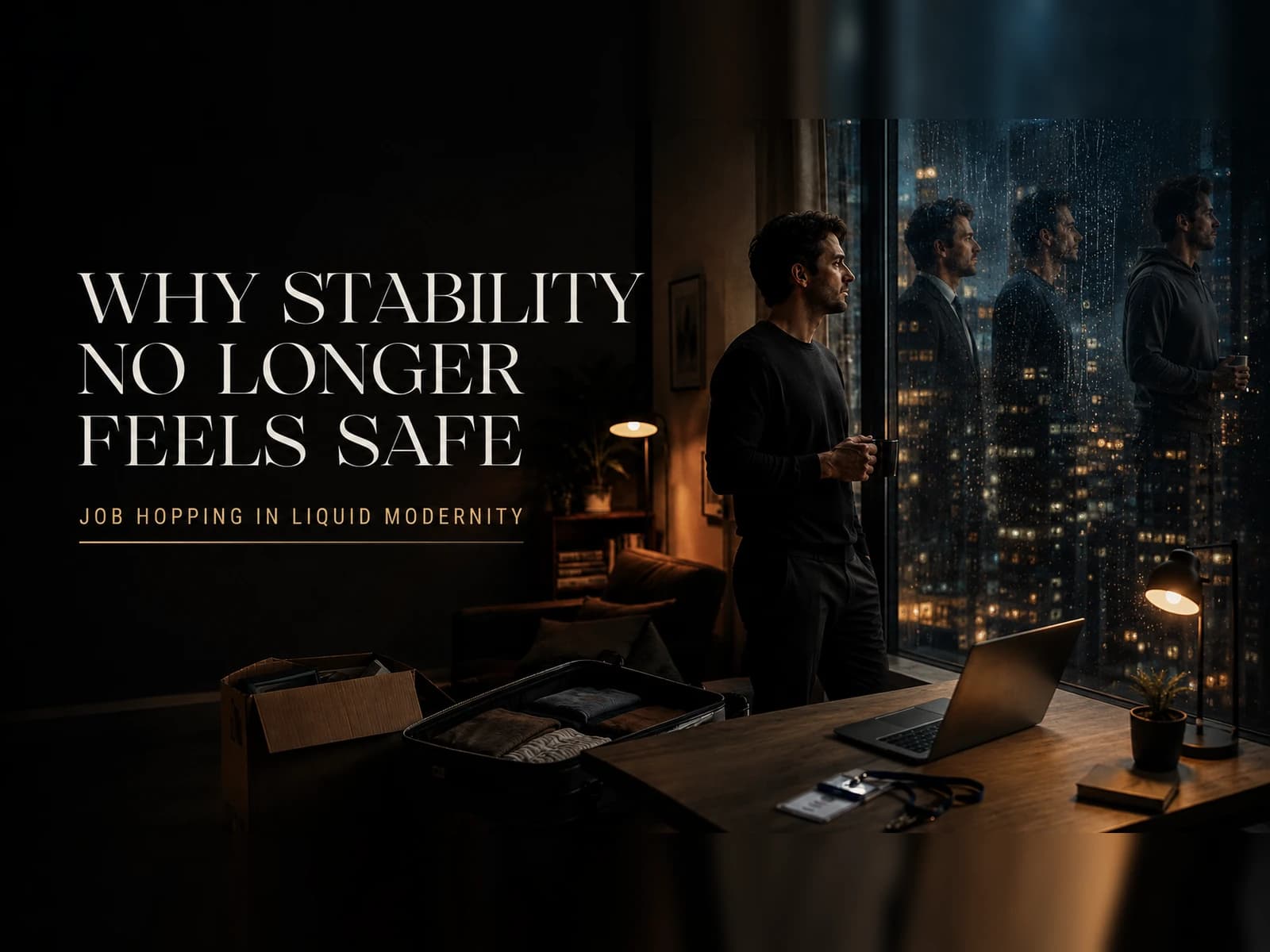 Liquid Modernity: When Staying Becomes the Risk · Why a good job can still feel unsafe when stability itself begins to resemble falling behind.